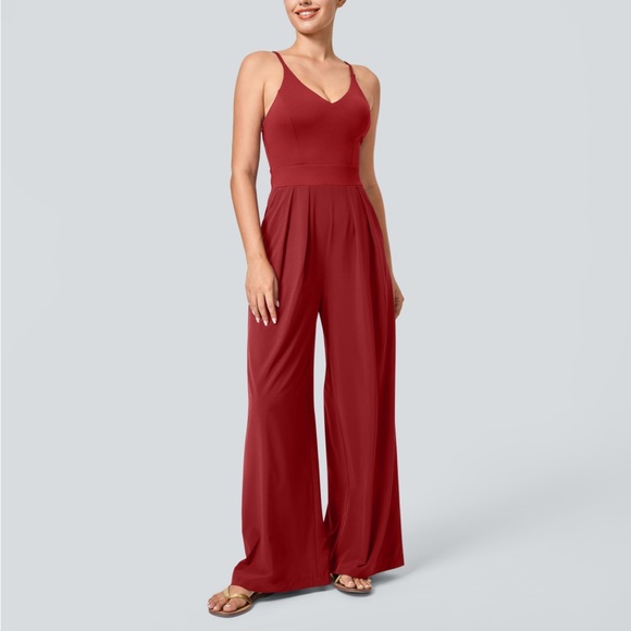 HALARA Pants - Halara Breezeful™ Backless Side Zipper Pocket Wide Leg Quick Dry Jumpsuit